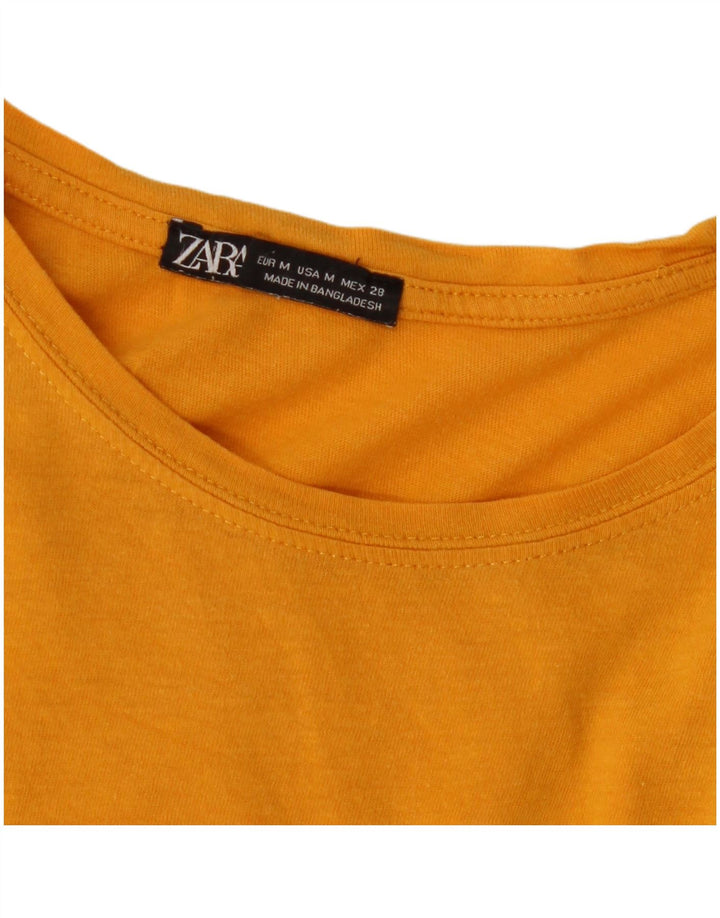Zara Mujer Camiseta Top UK 44 Medio Amarillo