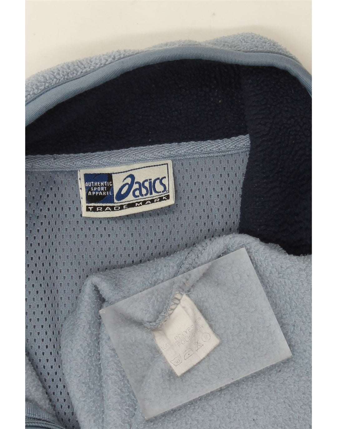 ASICS Jersey de forro polar con cremallera y cuello para hombre, poliéster azul grande