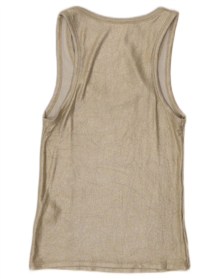 Zara Mujer Chaleco Top UK 12 Viscosa Dorada Mediana