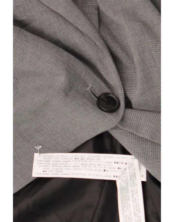 Zara Chaqueta Blazer De 1 Botón Para Mujer EU 42 Poliéster De Pata De Gallo Gris Grande