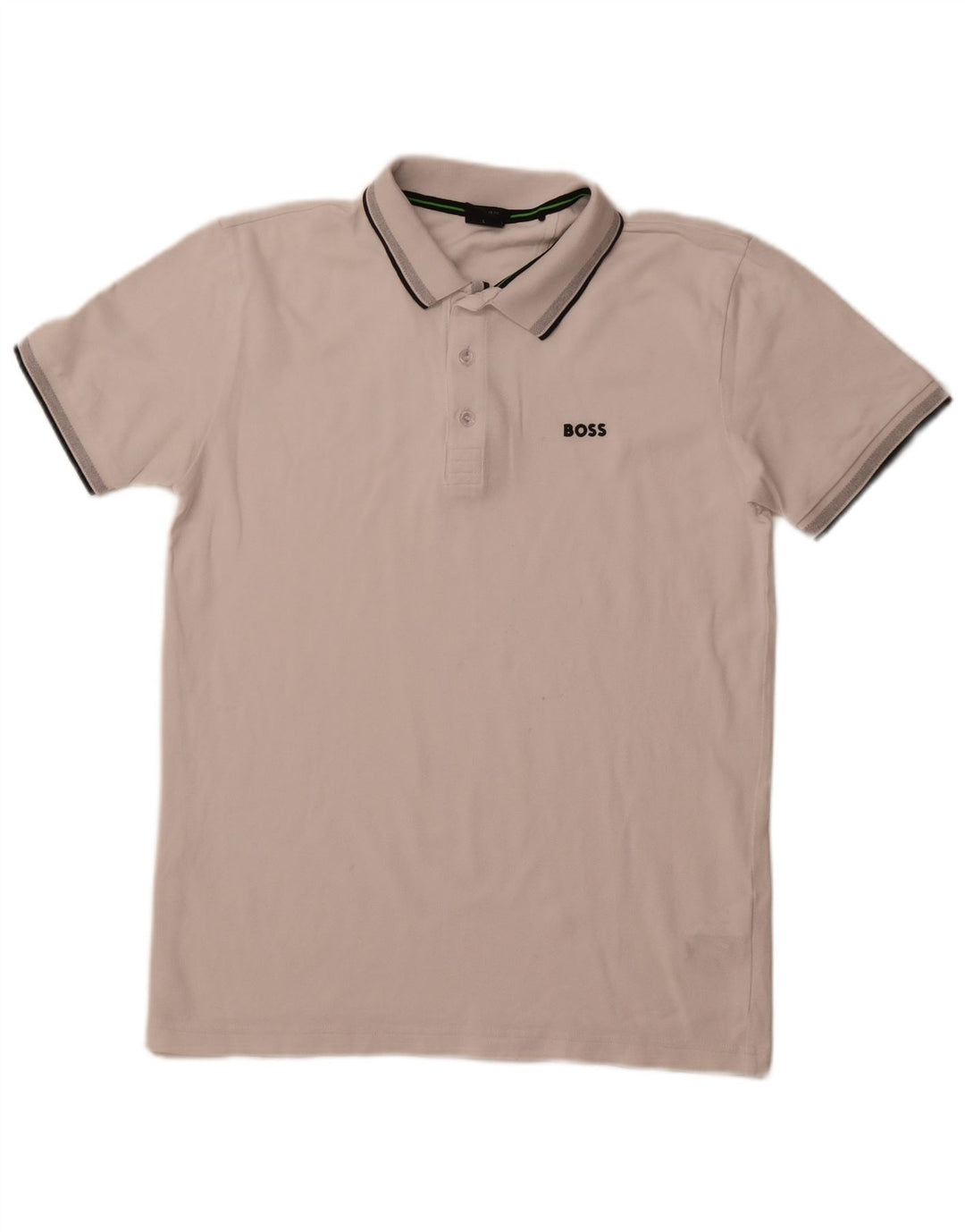 HUGO BOSS Polo de corte regular para hombre de algodón blanco grande