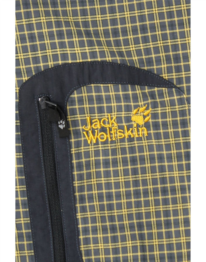 JACK WOLFSKIN Camisa Hombre UK 40/42 Large Amarillo Cuadros Poliamida