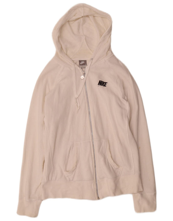 Nike - Sudadera con capucha y cremallera para mujer, talla 12/14, algodón blanco grande