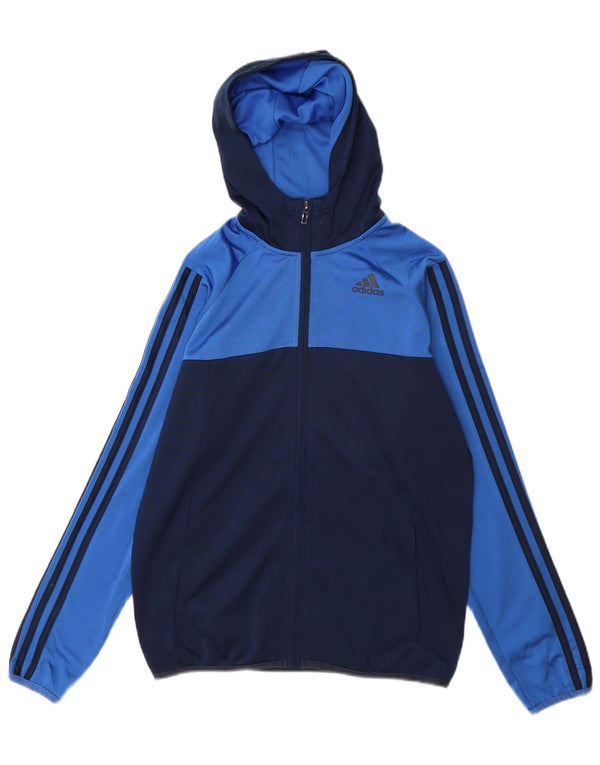 Adidas - Chaqueta de chándal con capucha para niño, 13-14 años, color azul marino