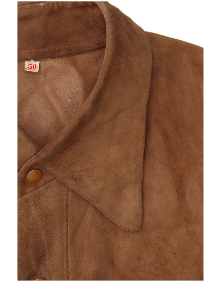 Camisa vintage de ante para hombre IT 50 Marrón medio