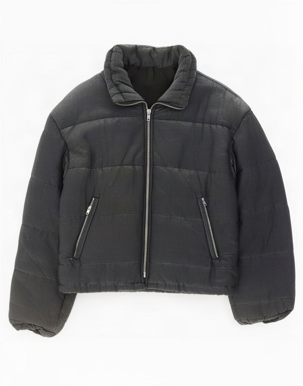 Vintage mujer chaqueta acolchada Reino Unido 14 grande negro