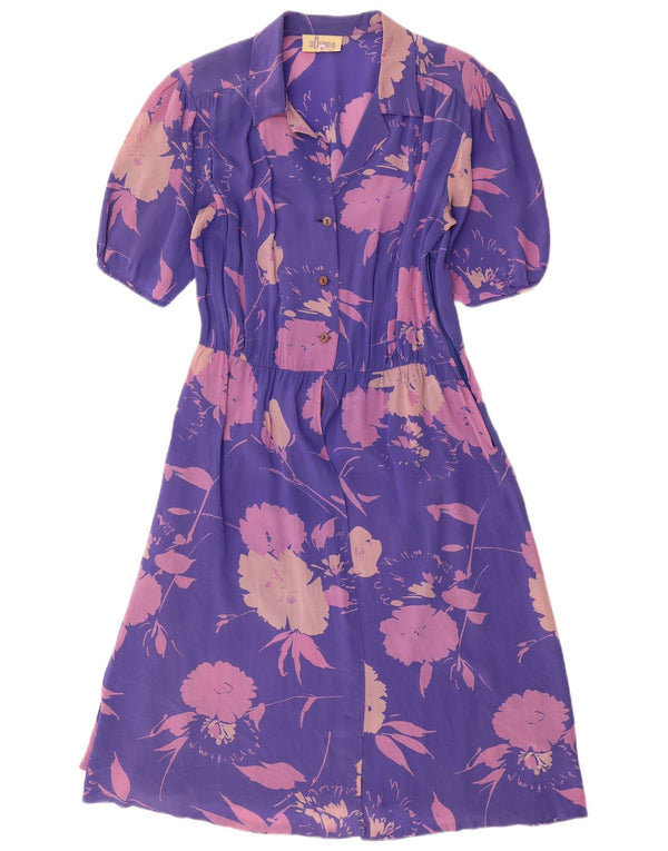 Albinea Vestido acampanado para mujer UK 46 Acetato floral morado grande