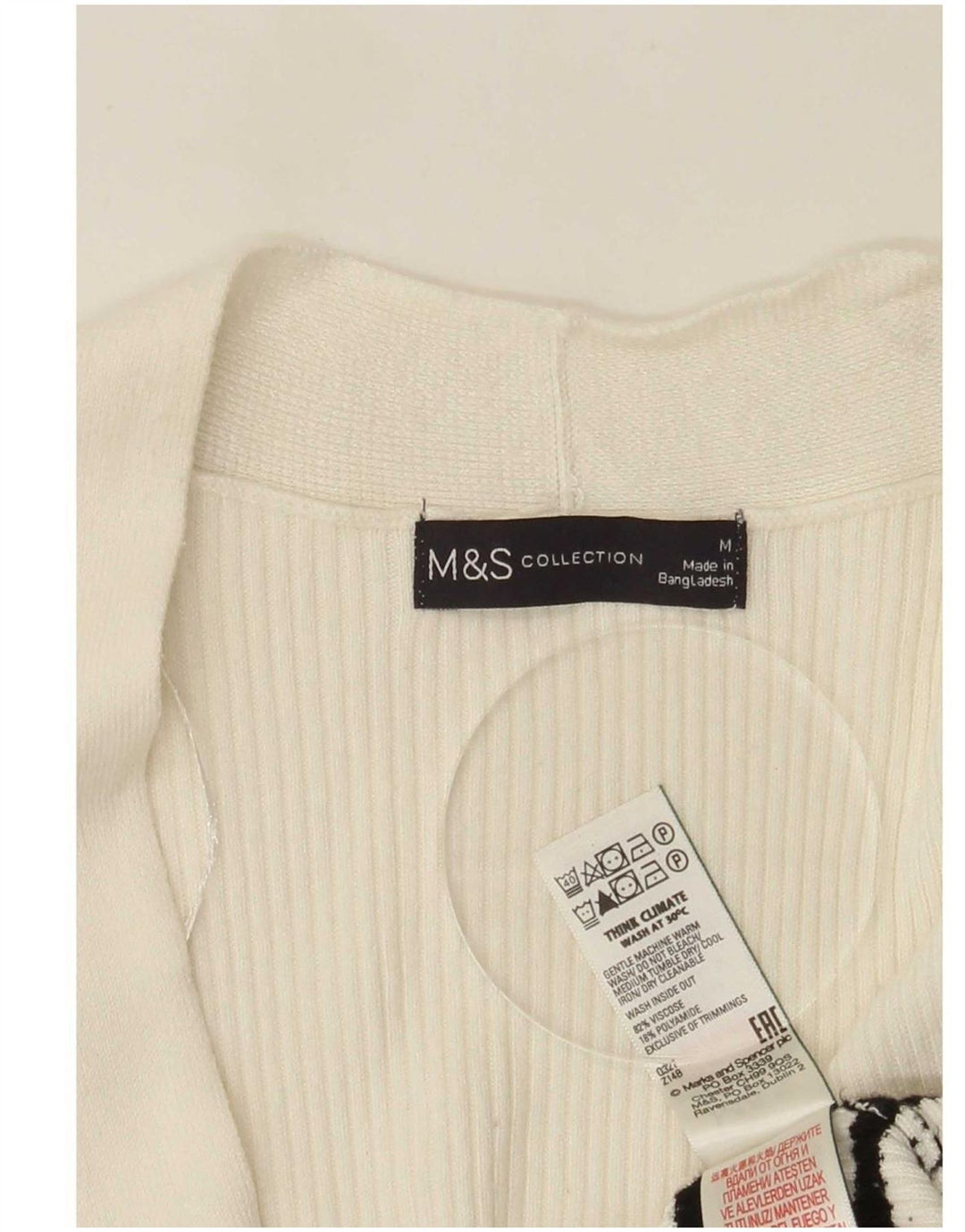Marks & Spencer Suéter tipo cárdigan largo para mujer UK 40 Mediano Blanco roto