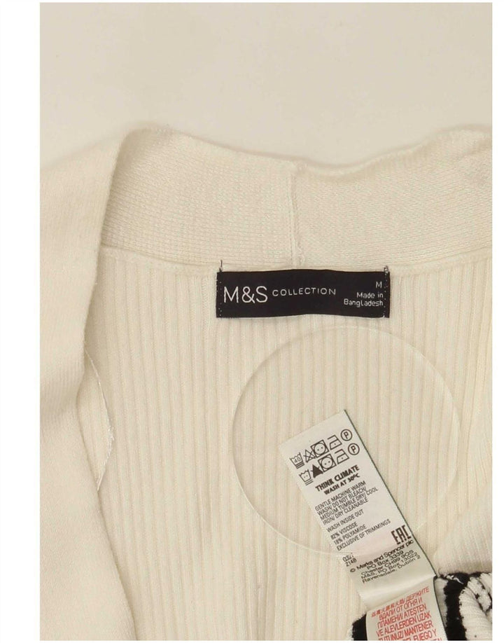Marks & Spencer Suéter tipo cárdigan largo para mujer UK 40 Mediano Blanco roto