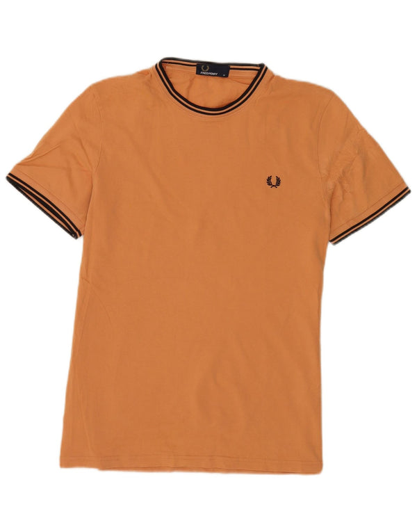 Camiseta Fred Perry Hombre Top Algodón Rayas Naranja Medio
