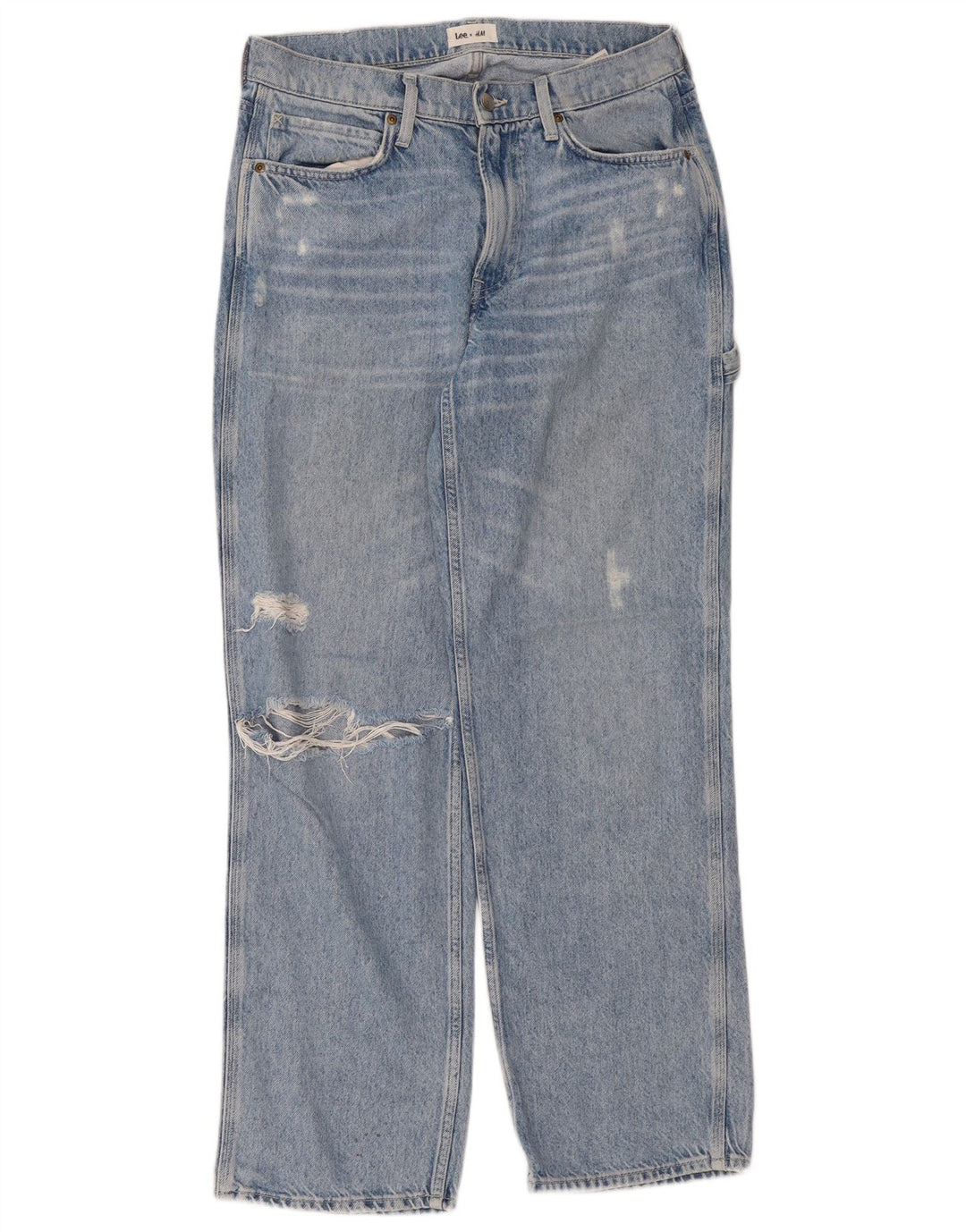 LEE Jeans rectos desgastados para mujer de H&M US 6 Medium W32 L30 Azul