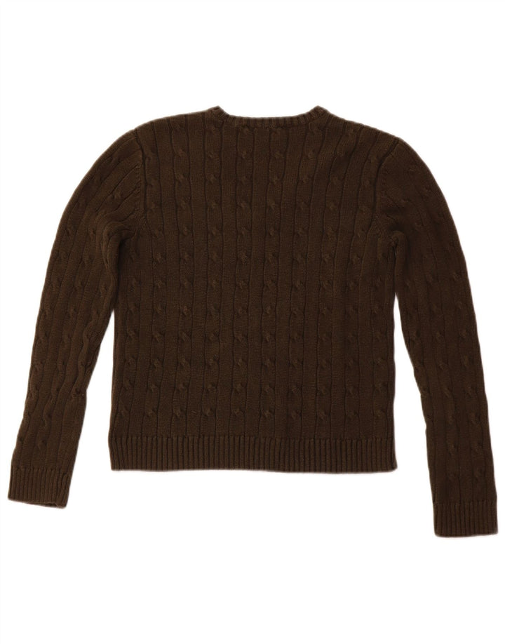CHAPS Suéter con cuello en V para mujer UK 8 Small Brown Cotton