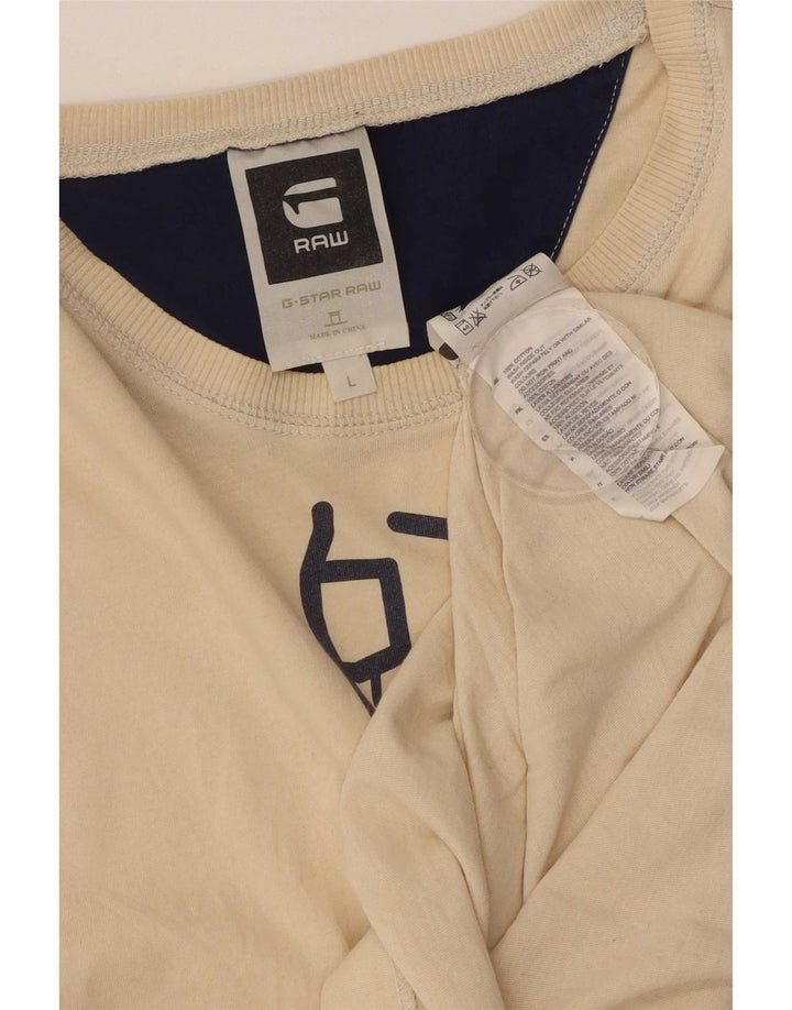 G-Star Hombre Camiseta Gráfica Top Grande Algodón Beige