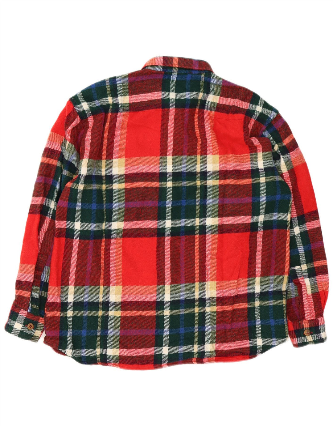 VINTAGE camisa de franela para hombre lana a cuadros roja grande