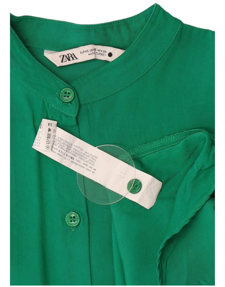 Zara Mujer Camisa Oversize UK 6 XS Viscosa Verde