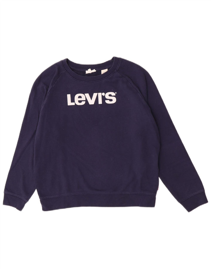 Levi's Sudadera gráfica para mujer Jumper UK 14 Medium Azul marino Algodón