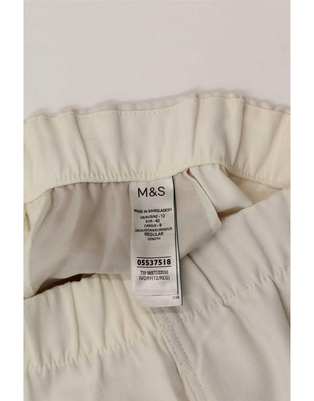Marks & Spencer Pantalones cortos casuales para mujer UK 12 Medium W30 Poliéster blanco roto