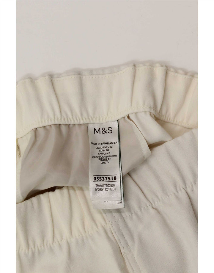 Marks & Spencer Pantalones cortos casuales para mujer UK 12 Medium W30 Poliéster blanco roto