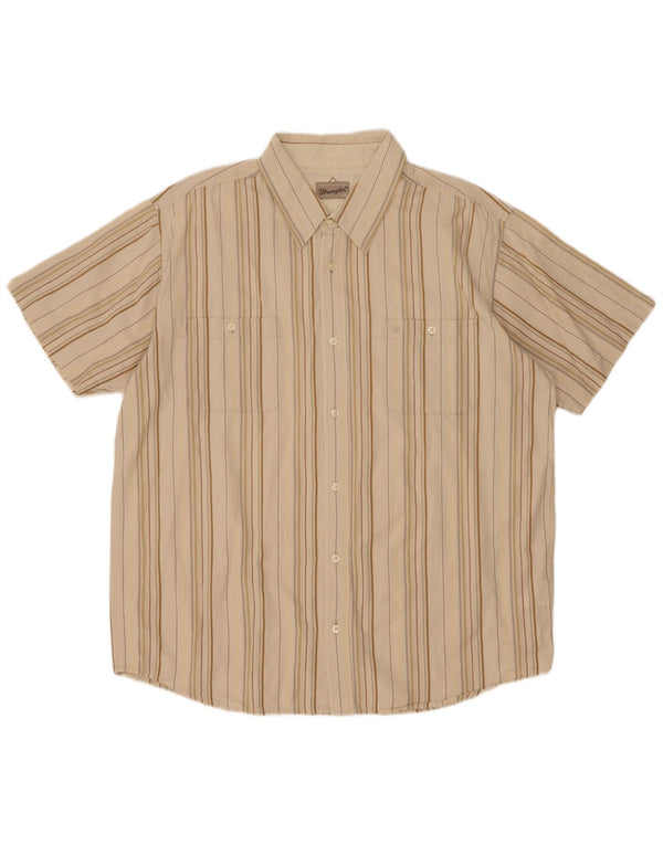 Wrangler Camisa de manga corta para hombre 2XL Beige Rayas