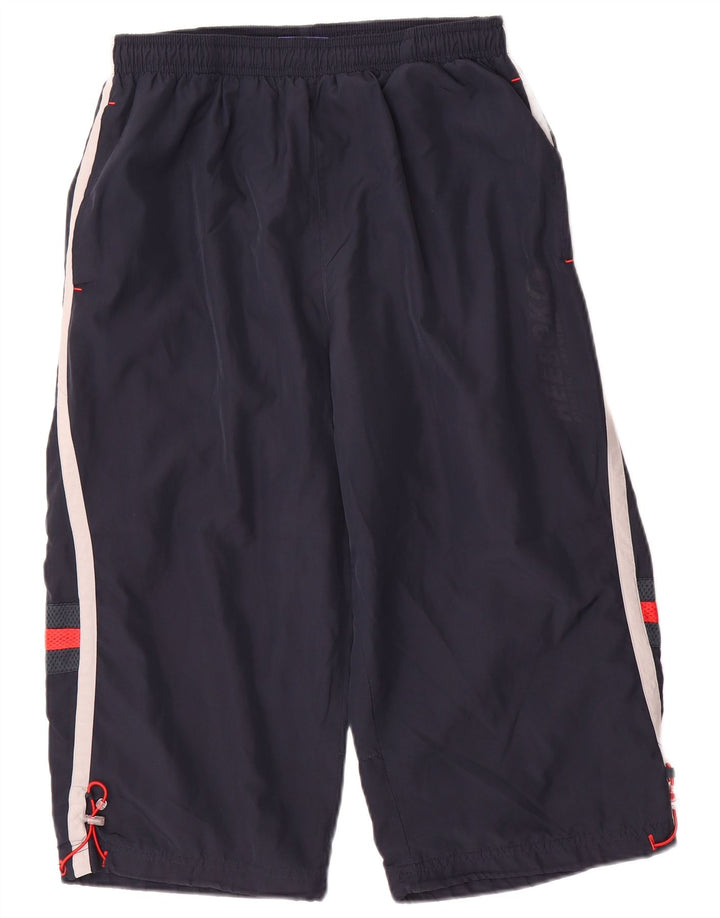 Reebok Bermudas deportivas para hombre, pantalones cortos deportivos de poliéster azul marino mediano