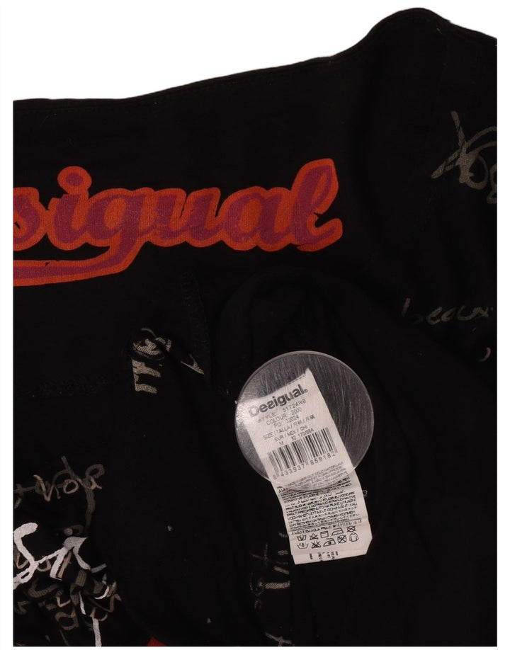 Desigual - Camiseta con gráfico extragrande para mujer, talla 40, talla M, viscosa negra