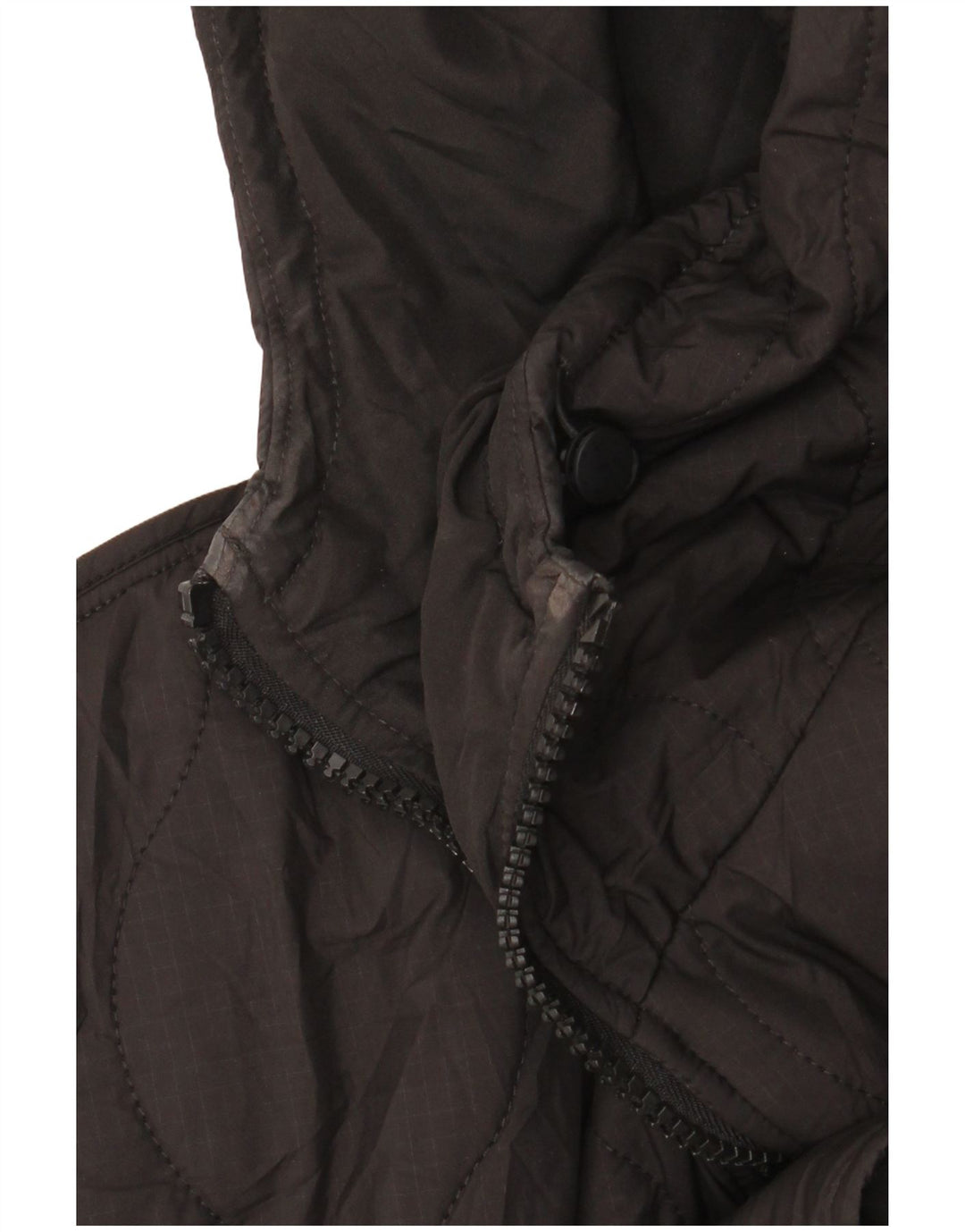Zara Mujer Chaqueta Acolchada Extragrande Con Capucha UK 10 Small Poliéster Negro