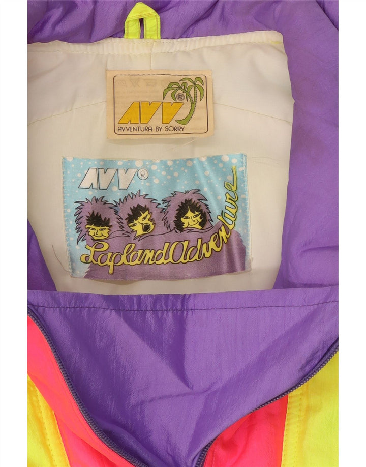 Vintage mujer oversize gráfico chaqueta de esquí Reino Unido 14 medio multicolor