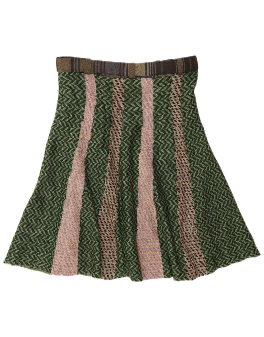 ETRO Falda acampanada de punto para mujer IT 44 Medium W30 Acetato de chevron verde