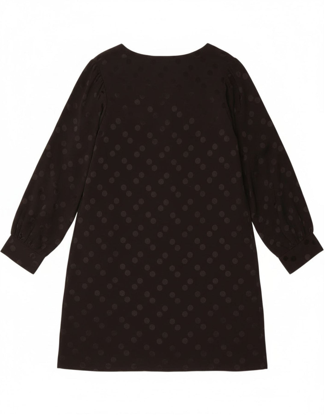 Vintage mujer manga larga cambio vestido Reino Unido 14 medio negro lunares viscosa