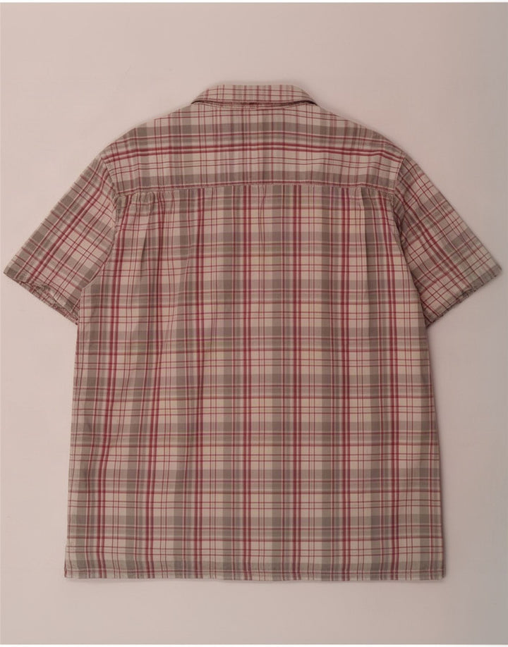 Weird Fish Camisa de manga corta para hombre de algodón a cuadros multicolores grandes