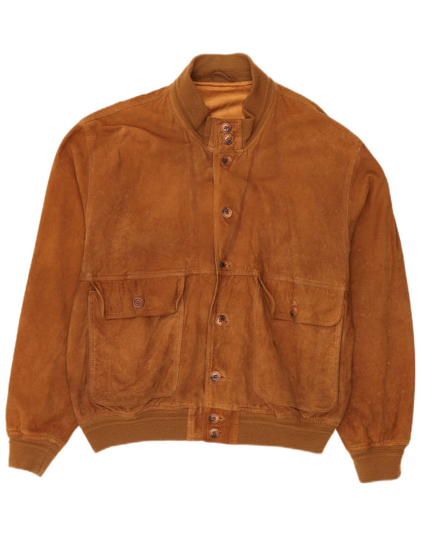 Vintage hombres ante bomber chaqueta IT 52 XL cuero marrón