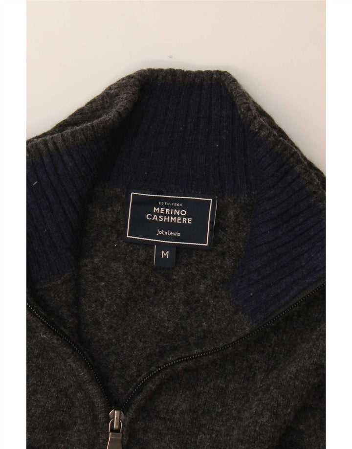 John Lewis Jersey para hombre con cuello y cremallera de lana merino gris medio