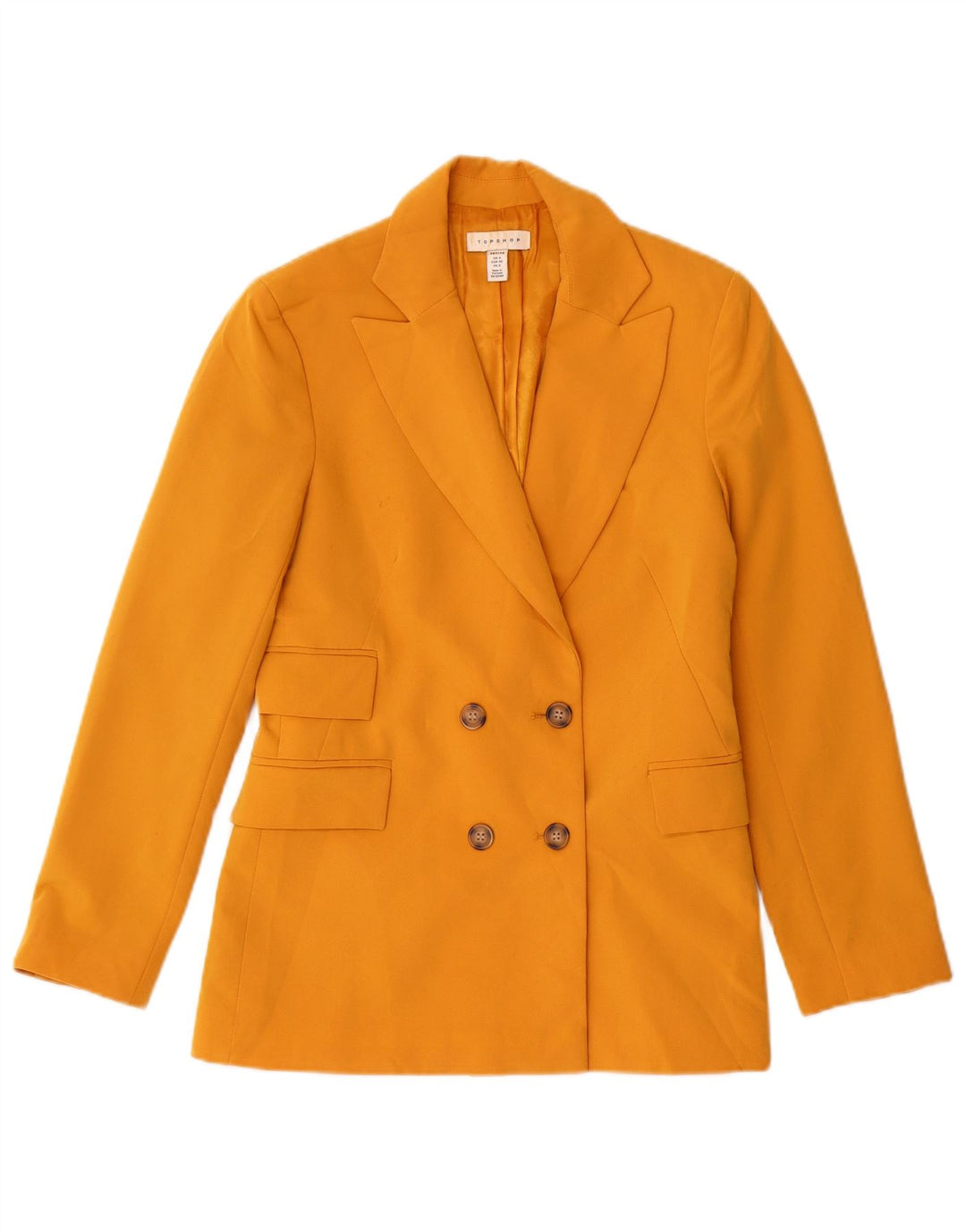 Topshop Chaqueta tipo blazer con doble botonadura para mujer UK 4 XS Poliéster amarillo