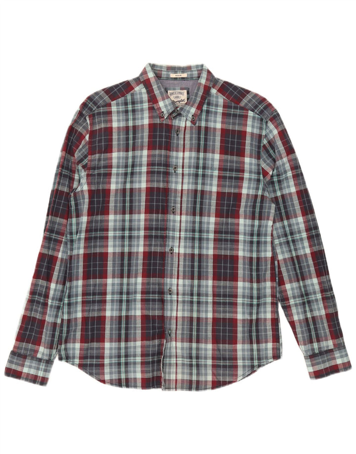 Wrangler Camisa Regular Fit De Algodón A Cuadros Azul Medio Para Hombre