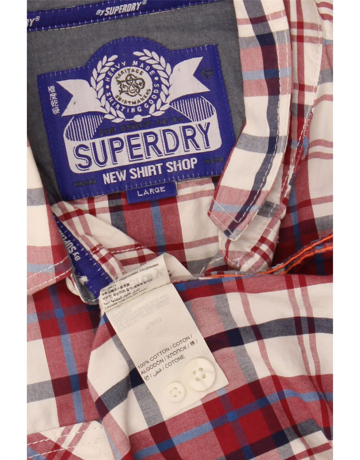Camisa Superdry para hombre de algodón a cuadros rojos grandes
