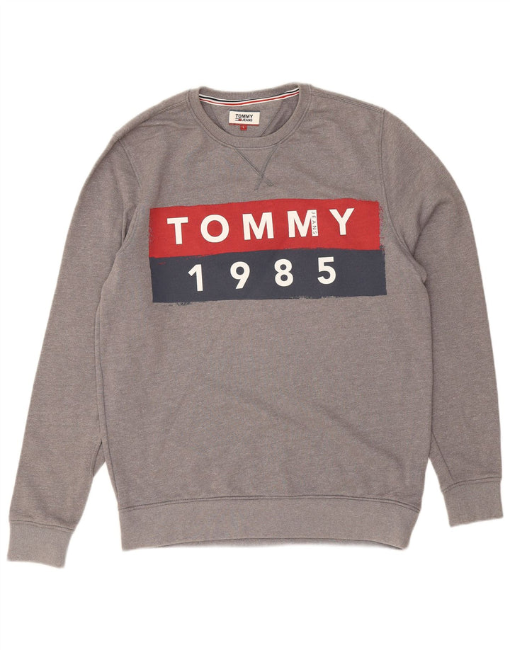 TOMMY HILFIGER Sudadera gráfica para hombre Jumper Large Gris Algodón
