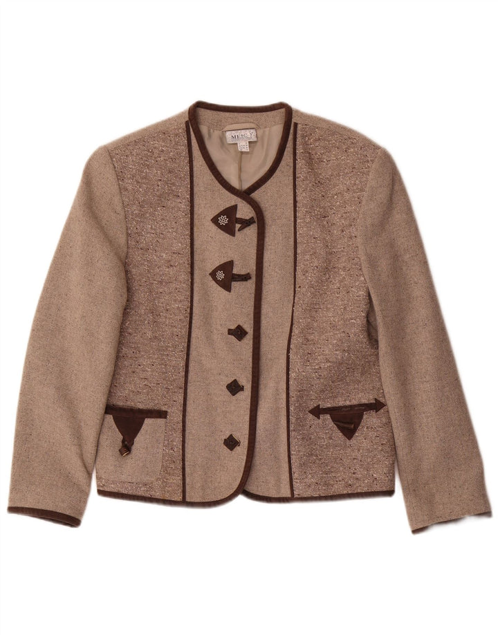 Meico Chaqueta tipo blazer de 5 botones para mujer UK 12 Poliéster marrón medio