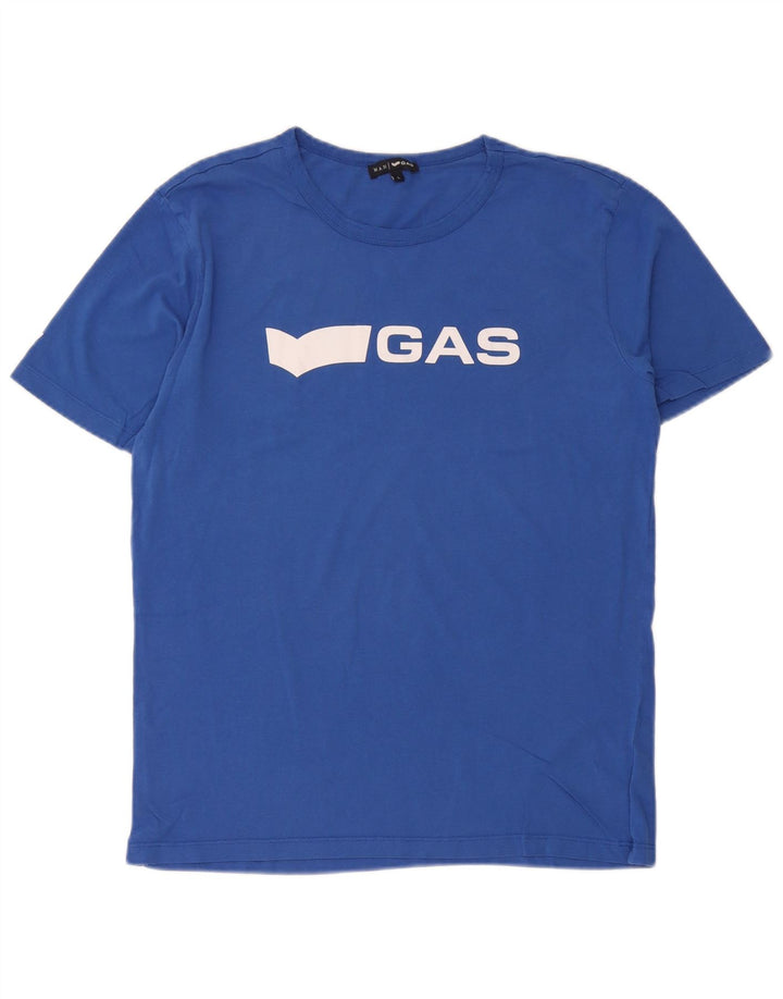 Gas - Camiseta gráfica para hombre, talla grande, algodón azul