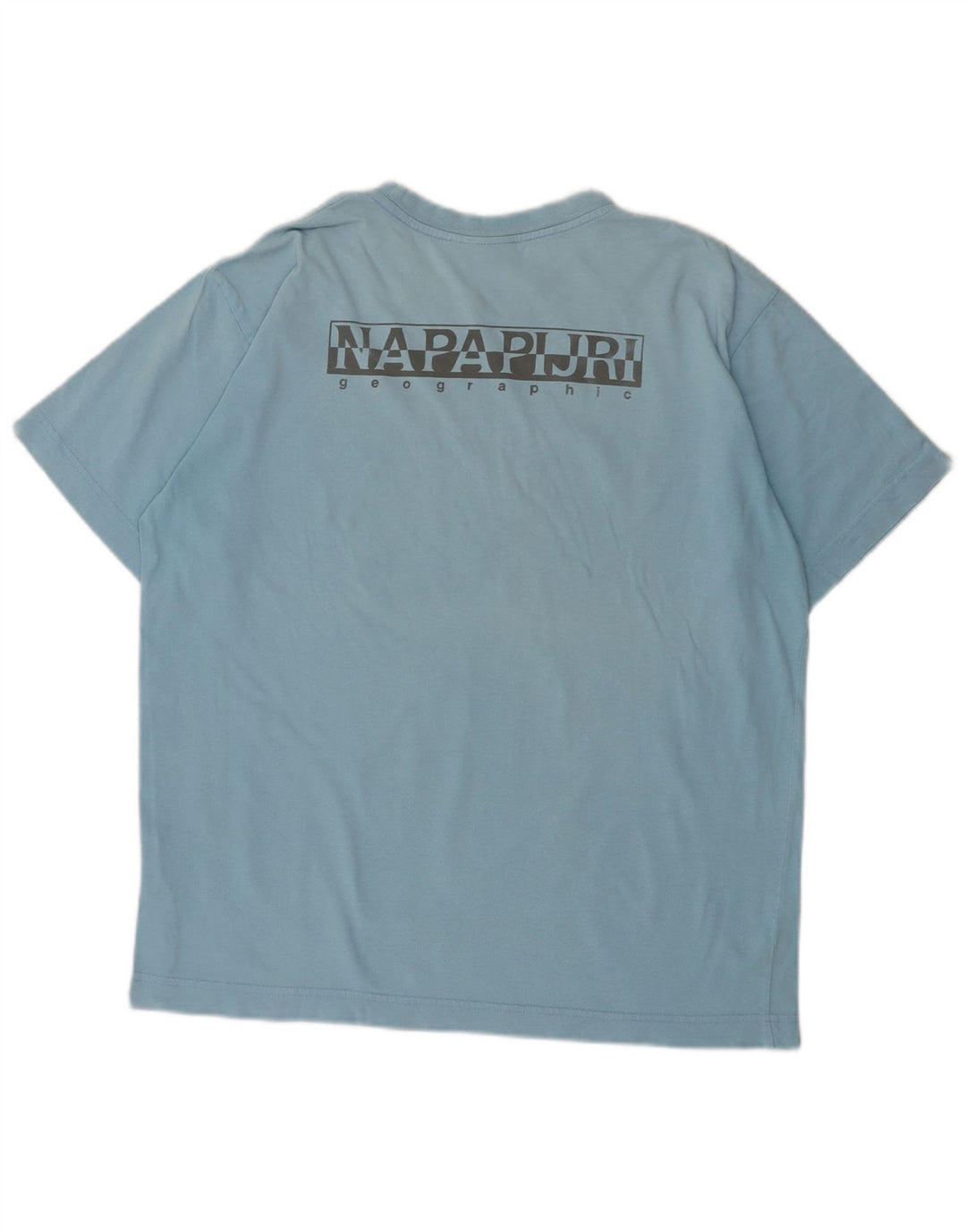 NAPAPIJRI Camiseta con gráfico geográfico para hombre Top azul medio