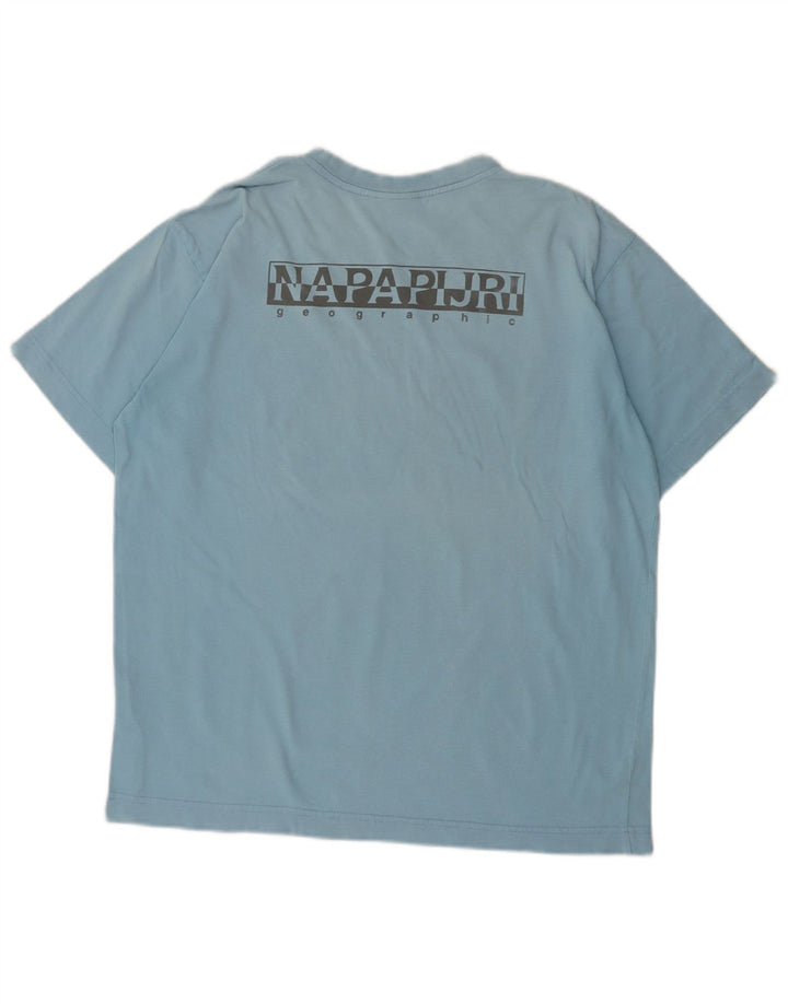 NAPAPIJRI Camiseta con gráfico geográfico para hombre Top azul medio