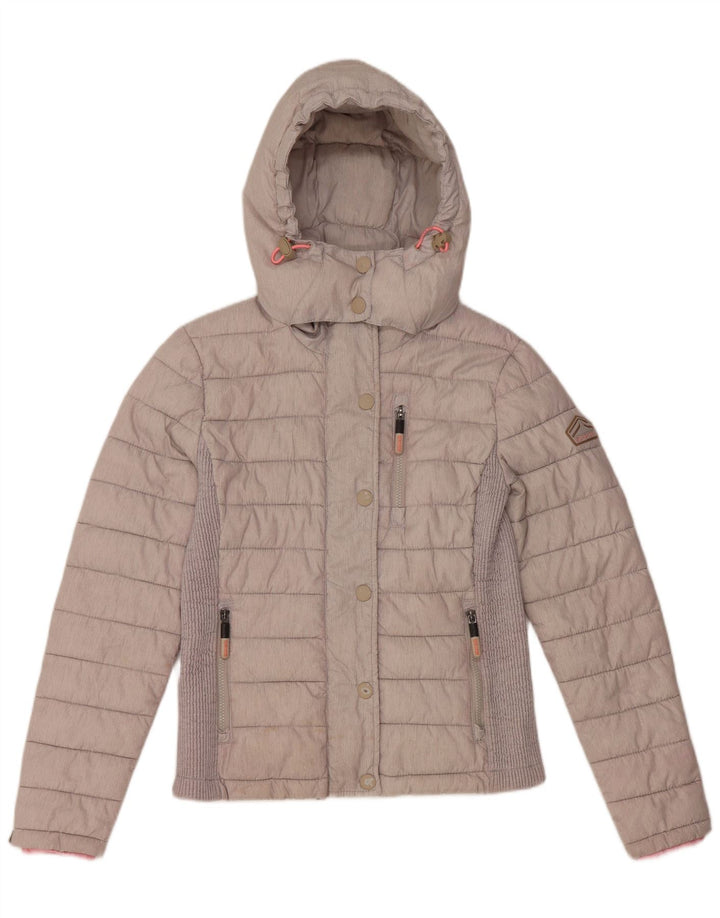 Superdry Chaqueta Acolchada Con Capucha Para Mujer UK 44 Poliéster Gris Grande