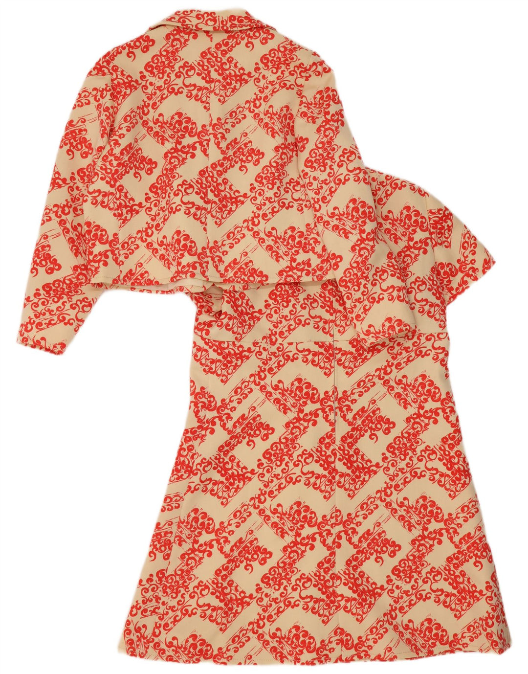 Vintage mujer 2 piezas set Reino Unido 14 grande beige floral