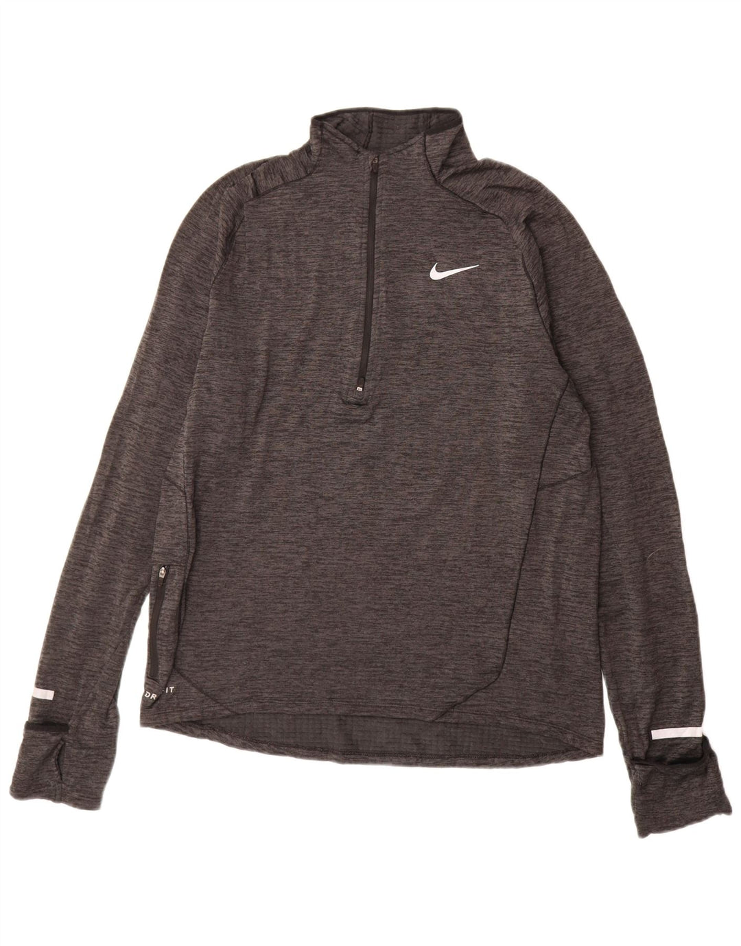 NIKE Top de chándal Dri Fit con cremallera y cuello para hombre, color gris medio moteado