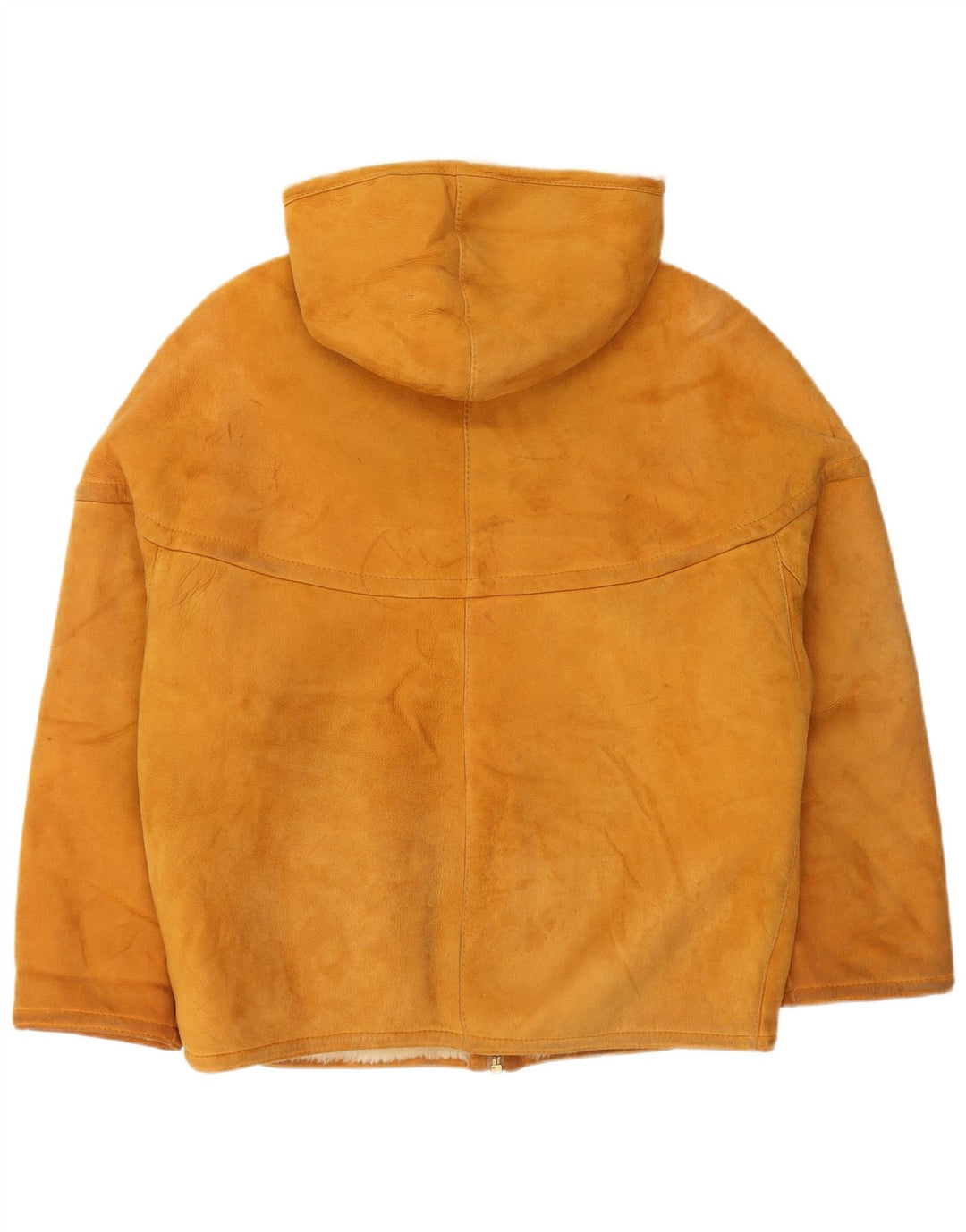 Vintage mujer con capucha chaqueta de piel de oveja EU 44 XL Beige Shearling