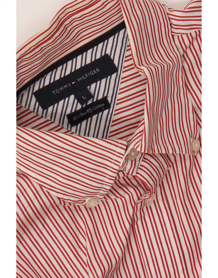 Camisa Tommy Hilfiger para hombre de algodón a rayas rojas grandes