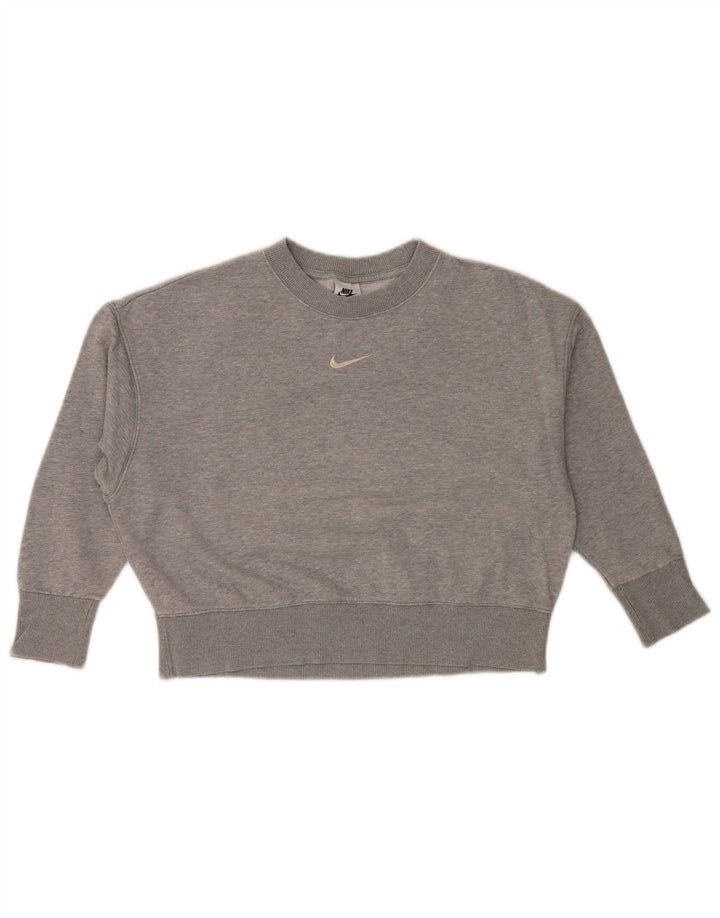 NIKE Mujer Oversize Crop Batwing Sudadera Jersey UK 6 XS Gris