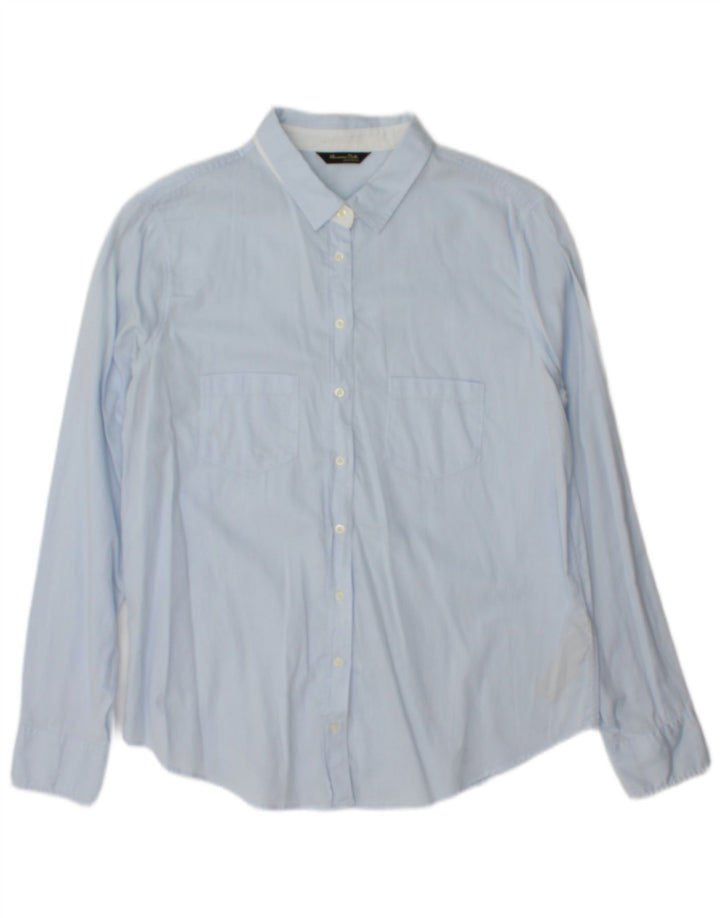 Camisa Massimo Dutti Mujer Talla 42 Grande Azul Rayas Algodon
