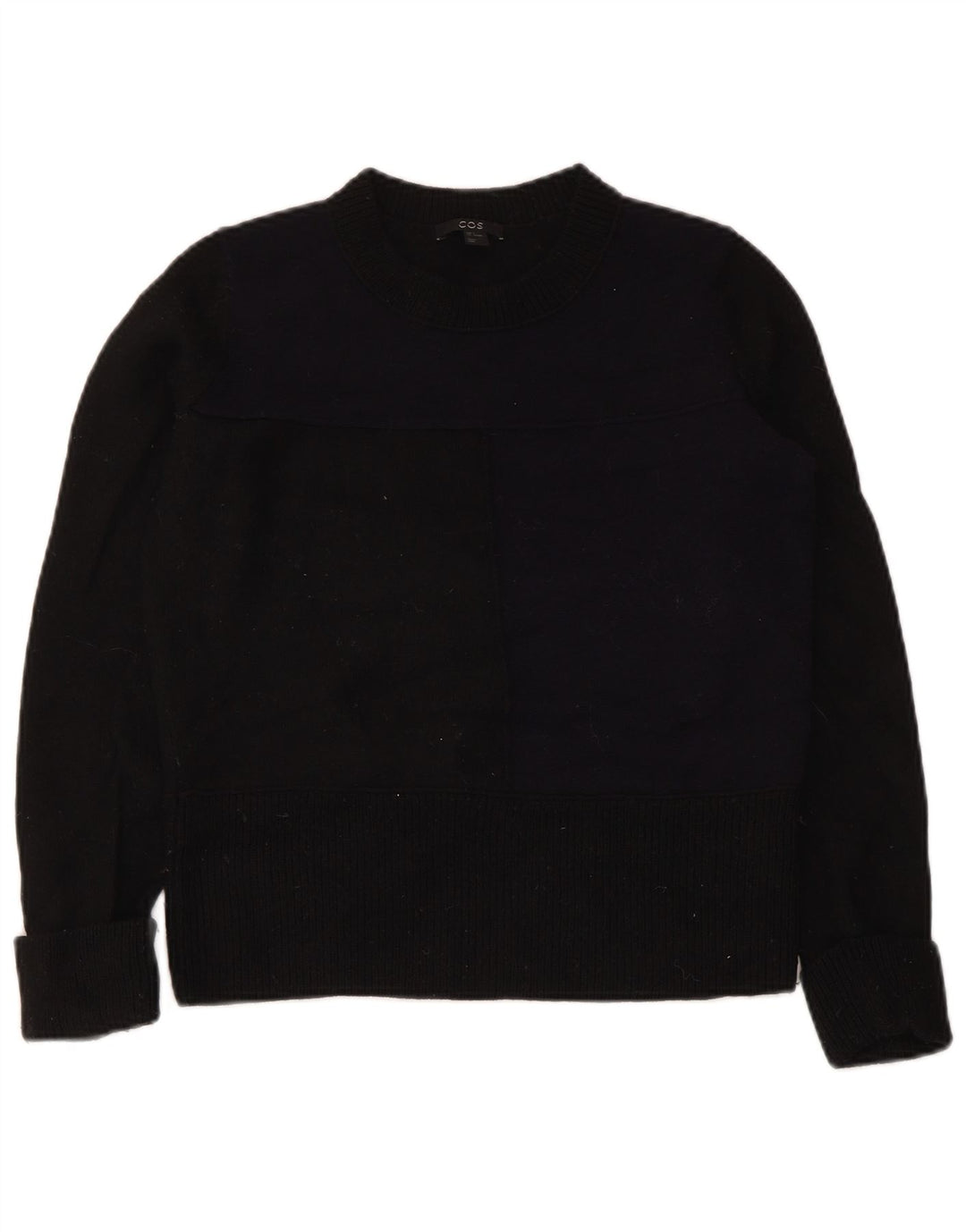 Cos Suéter de cuello redondo para mujer UK 10 Small Black Wool