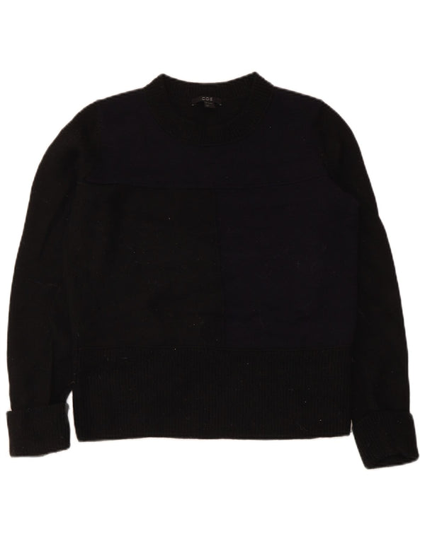 Cos Suéter de cuello redondo para mujer UK 10 Small Black Wool
