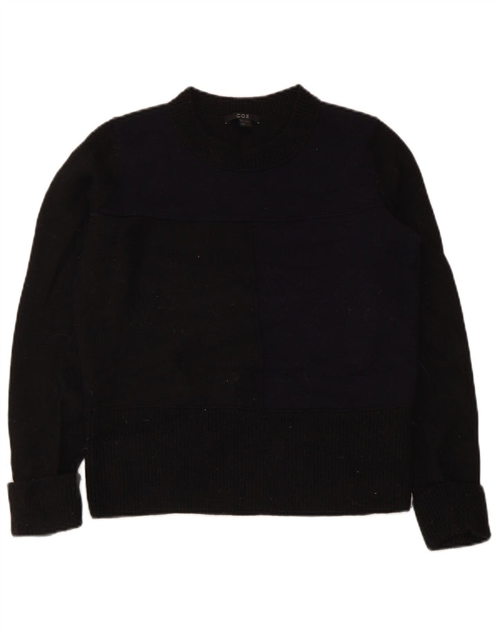 Cos Suéter de cuello redondo para mujer UK 10 Small Black Wool